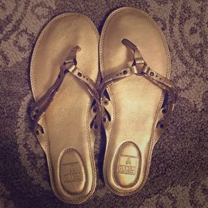 Frye Gold Leather Flip Flops!